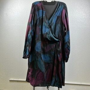 Ava & Viv Women’s Balloon Long Sleeve Wrap Midi Dress Size 2X